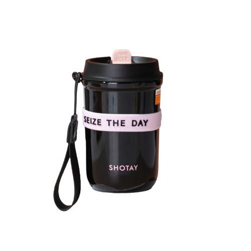 尚泰雙飲保溫咖啡杯辦公小清新提繩不鏽鋼可愛吸管高顔值創意可攜式