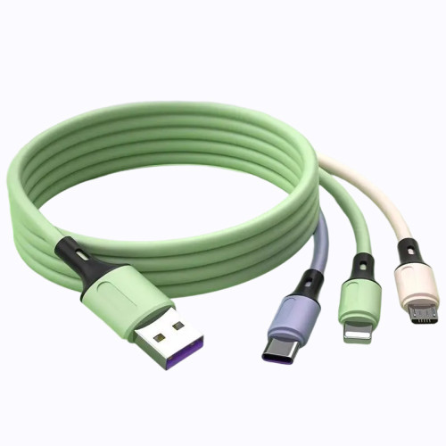 5A超級快充數據線TypeC液態矽膠適用於蘋果安卓華爲三合一充電線