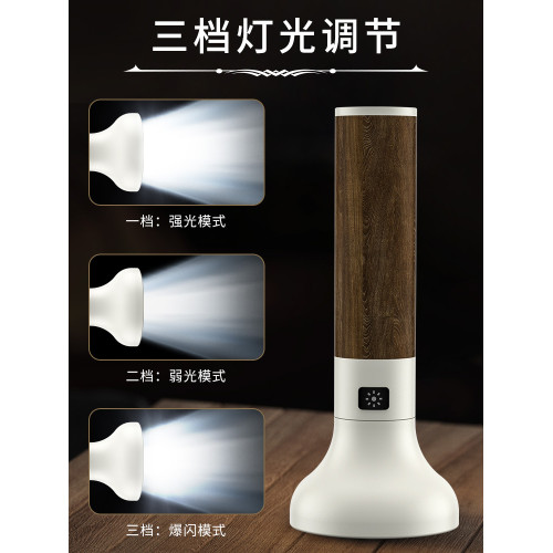 新款復古木紋強光手電 戶外LED充電可攜式家用照明應急手電筒 新款復古木紋強光手電 戶外LED充電可攜式家用照明應急手電筒