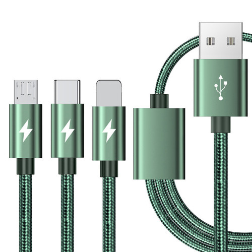 三合一5a超級快充數據線適用於蘋果安卓Type-C手機閃充一拖三充電 三合一5a超級快充數據線適用於蘋果安卓Type-C手機閃充一拖三充電