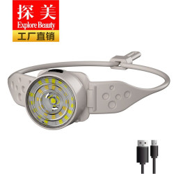 新款戶外矽膠多光源強光充電頭戴式照明燈可攜式夜跑泛光工作燈頭燈