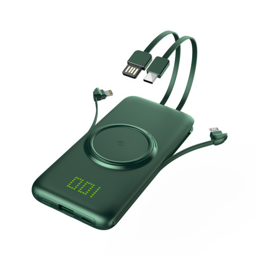 自帶線無線充電寶超薄數顯20000安培大容量便捷行動電源禮品 自帶線無線充電寶超薄數顯20000安培大容量便捷行動電源禮品