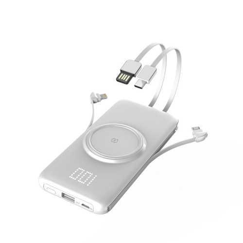 自帶線無線充電寶超薄數顯20000安培大容量便捷行動電源禮品 自帶線無線充電寶超薄數顯20000安培大容量便捷行動電源禮品