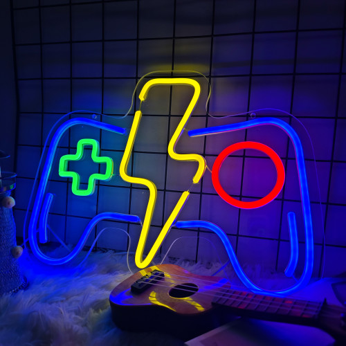 可調節亮度霓虹燈遊戯機霓虹燈遊戯手柄電競房裝飾霓虹燈 可調節亮度霓虹燈遊戯機霓虹燈遊戯手柄電競房裝飾霓虹燈