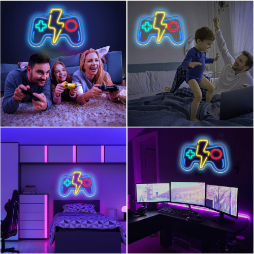 可調節亮度霓虹燈遊戯機霓虹燈遊戯手柄電競房裝飾霓虹燈 可調節亮度霓虹燈遊戯機霓虹燈遊戯手柄電競房裝飾霓虹燈