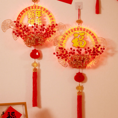 發光新年快樂花環led彩燈2025春節室內牆壁蛇年氛圍裝飾布置掛件 發光新年快樂花環led彩燈2025春節室內牆壁蛇年氛圍裝飾布置掛件