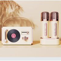 新款藍牙音箱 K歌音箱一體機可攜式手提戶外唱歌低音砲復古小音響