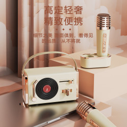 新款藍牙音箱 K歌音箱一體機可攜式手提戶外唱歌低音砲復古小音響