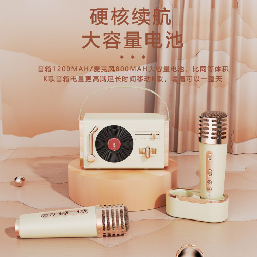 新款藍牙音箱 K歌音箱一體機可攜式手提戶外唱歌低音砲復古小音響 新款藍牙音箱 K歌音箱一體機可攜式手提戶外唱歌低音砲復古小音響