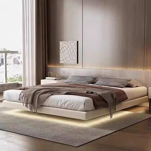 無床頭懸浮床現代簡約主臥雙人無靠背懸空床架奶油風小戶型齊邊床 無床頭懸浮床現代簡約主臥雙人無靠背懸空床架奶油風小戶型齊邊床