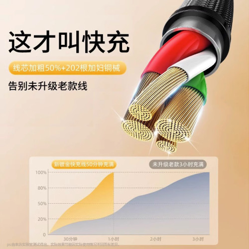 66W超級快充三合一編織車用一拖三數據線適用於華爲蘋果tyc手機頭