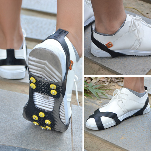 JR簡易雪地防滑爪戶外旅行登山10齒鞋套冰雪路面增加抓地力耐磨