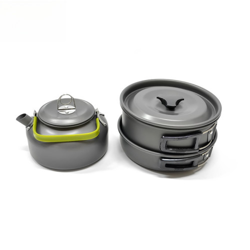 JR野營炊具三件套戶外登山露營野炊平底鍋煮鍋茶壺組合氧化鋁炊具 JR野營炊具三件套戶外登山露營野炊平底鍋煮鍋茶壺組合氧化鋁炊具
