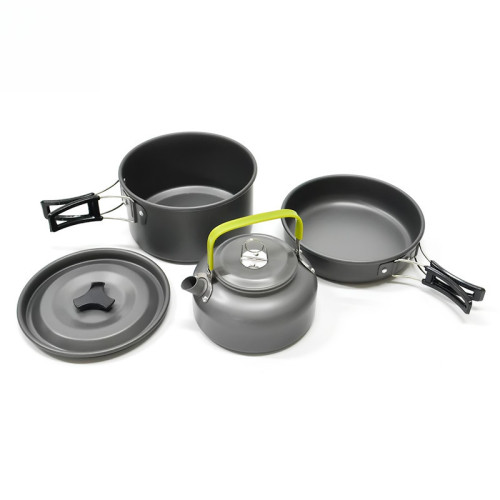 JR野營炊具三件套戶外登山露營野炊平底鍋煮鍋茶壺組合氧化鋁炊具 JR野營炊具三件套戶外登山露營野炊平底鍋煮鍋茶壺組合氧化鋁炊具