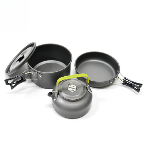 JR野營炊具三件套戶外登山露營野炊平底鍋煮鍋茶壺組合氧化鋁炊具 JR野營炊具三件套戶外登山露營野炊平底鍋煮鍋茶壺組合氧化鋁炊具