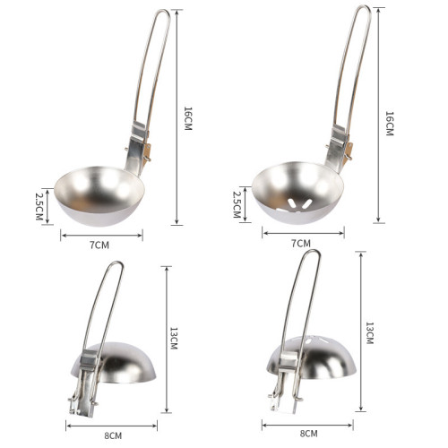 JR戶外不鏽鋼餐具登山野營露營旅行野炊湯勺漏勺可折曡兩件套炊具 JR戶外不鏽鋼餐具登山野營露營旅行野炊湯勺漏勺可折曡兩件套炊具