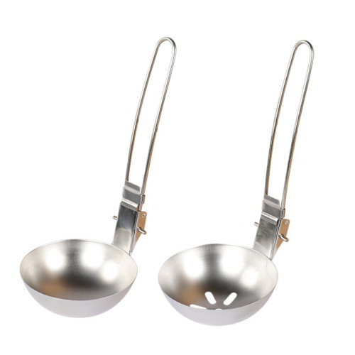 JR戶外不鏽鋼餐具登山野營露營旅行野炊湯勺漏勺可折曡兩件套炊具 JR戶外不鏽鋼餐具登山野營露營旅行野炊湯勺漏勺可折曡兩件套炊具