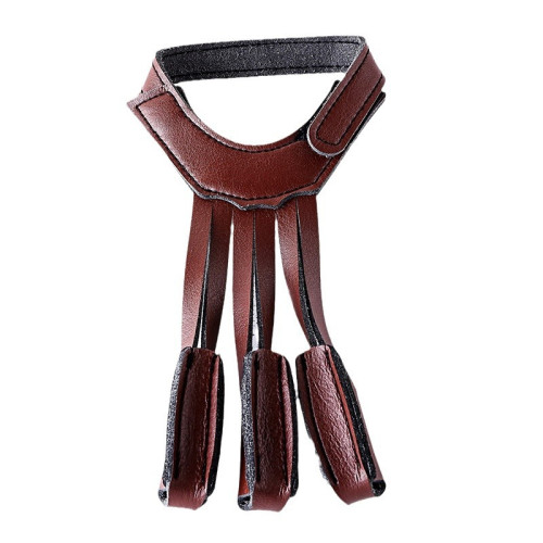 三指棕色超纖護指射擊射箭傳統反曲弓牛皮地中海防護射箭射擊護具