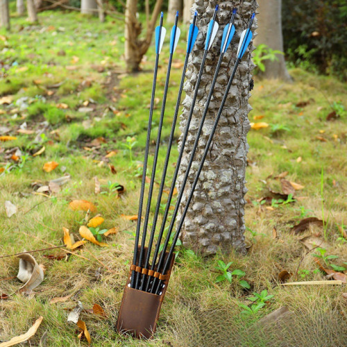 瘋馬皮口袋箭囊六支裝射箭用品戶外可攜式真牛皮箭袋箭囊箭支囊射箭