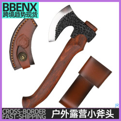 JR戶外露營小斧頭手工鍛打微粒黃檀木柄工兵斧頭野營野炊砍骨砍木