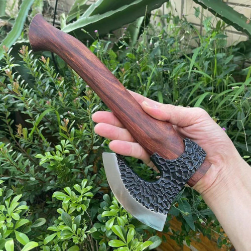 JR戶外露營小斧頭手工鍛打微粒黃檀木柄工兵斧頭野營野炊砍骨砍木 JR戶外露營小斧頭手工鍛打微粒黃檀木柄工兵斧頭野營野炊砍骨砍木