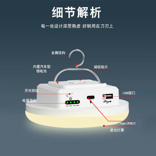 JR戶外露營照明燈超長續航超亮暖黃光野營帳篷燈地攤夜市燈露營燈