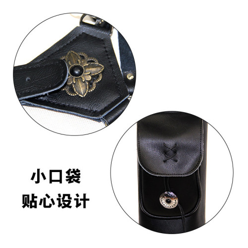 肩背式牛皮箭袋黑色皮革箭筒箭囊反曲弓傳統弓箭包大容量弓箭箭囊