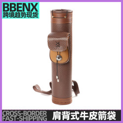 棕色牛皮箭袋肩背式箭囊箭筒戶外直拉弓反曲弓弓箭皮箭袋射箭箭囊
