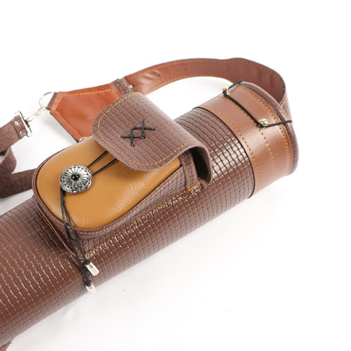 棕色牛皮箭袋肩背式箭囊箭筒戶外直拉弓反曲弓弓箭皮箭袋射箭箭囊