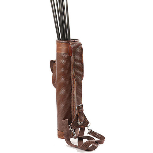 棕色牛皮箭袋肩背式箭囊箭筒戶外直拉弓反曲弓弓箭皮箭袋射箭箭囊