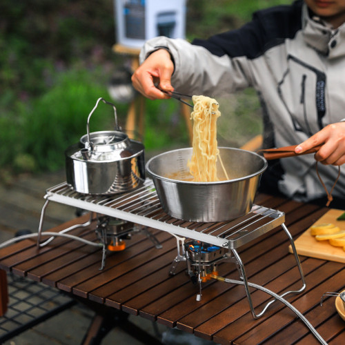 JR野炊不鏽鋼支架可攜式戶外露營烤盤折曡支架加長款烤網架燒烤架