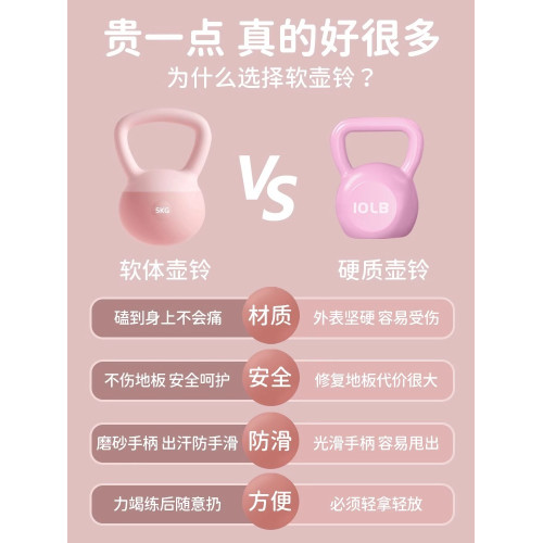 居家健身軟壺鈴家用女士深蹲訓練軟體壺玲啞鈴翹臀力量訓練沙壺鈴