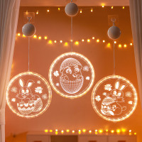 發光兔子彩蛋吸盤LED彩燈掛件復活節室內櫥窗氛圍裝飾布置掛飾