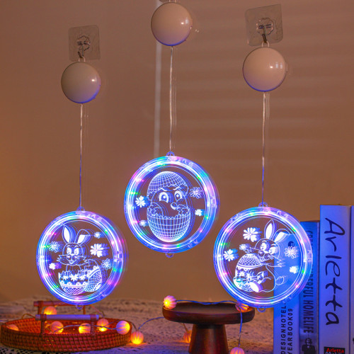 發光兔子彩蛋吸盤LED彩燈掛件復活節室內櫥窗氛圍裝飾布置掛飾 發光兔子彩蛋吸盤LED彩燈掛件復活節室內櫥窗氛圍裝飾布置掛飾