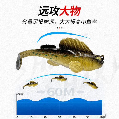 包鉛魚跳跳魚T尾防掛底軟餌翹嘴包鉛魚軟蟲防掛底垂釣用 垂釣魚餌