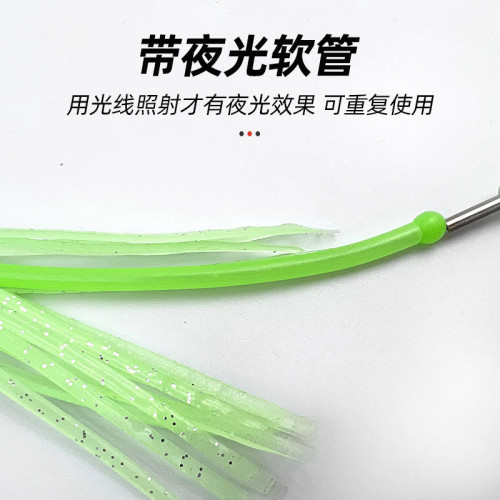 熱帶夜光章魚魷魚串鉤 5鉤釣刀魚帶魚帶鋼絲夜光檔串鉤海釣船釣仿