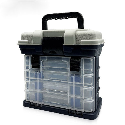 ABS塑膠防水多功能手提路亞箱4層魚餌盒黑色儲物盒魚鉤收納盒海釣 ABS塑膠防水多功能手提路亞箱4層魚餌盒黑色儲物盒魚鉤收納盒海釣