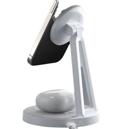 品勝二合一無線充電器適用蘋果15快充底座Magsafe磁吸支架airpod