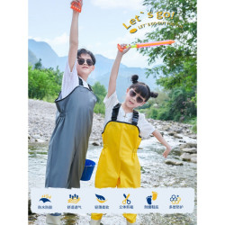 幼兒園全身玩水服兒童涉水褲背帶褲超輕摸魚趕海裝備小孩下水褲子