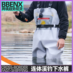 下水褲半身加厚防水超輕水庫抓捕魚連體谿釣捉抓魚防水衣雨褲雨褲