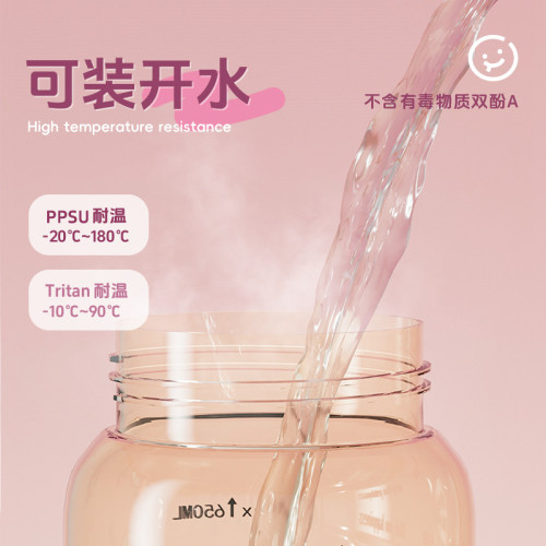 恩爾美ppsu塑膠杯兒童吸管杯上學耐高溫帶刻度直飲水杯子夏季 恩爾美ppsu塑膠杯兒童吸管杯上學耐高溫帶刻度直飲水杯子夏季