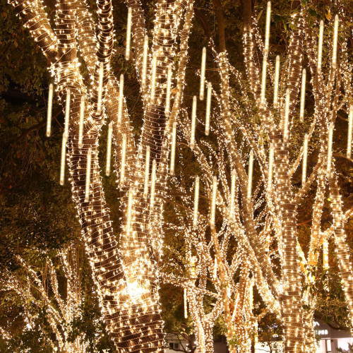 彩燈戶外用防水七彩流星雨LED燈串氛圍閃爍流水燈套裝流星燈條