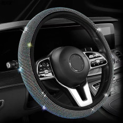 汽車方向盤保護套水鑽鑲鑽方向盤套彈力無內圈汽車把套鑲滿鑽