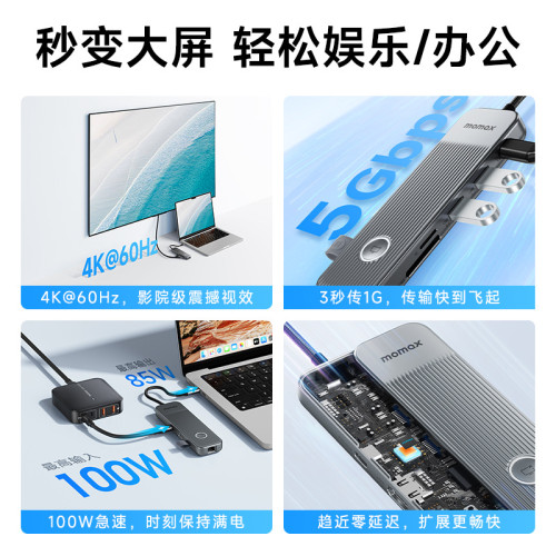 MOMAX摩米士typec拓展隖HDMI擴展器usb3.2高速集分線器筆記型電腦 MOMAX摩米士typec拓展隖HDMI擴展器usb3.2高速集分線器筆記型電腦