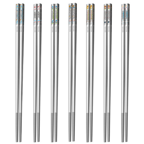 316L不鏽鋼筷子 創意新款家用分餐一人一筷彩雕不掉色兒童筷