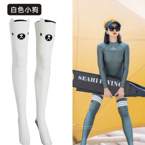 2MM氯丁橡膠潛水襪超彈女長筒襪沙灘腳蹼襪過膝長襪深潛保暖自由