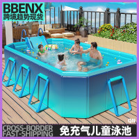 戶外免充氣泳池折曡遊泳池庭院兒童戯水池折曡大型家庭夾網支架池