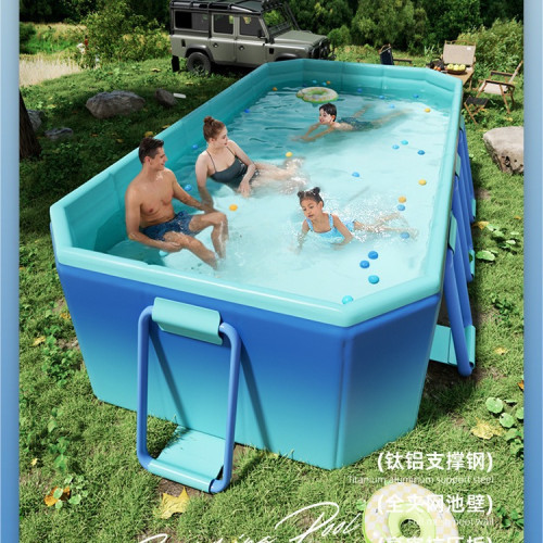戶外免充氣泳池折曡遊泳池庭院兒童戯水池折曡大型家庭夾網支架池