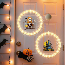 2025萬聖節幽靈城堡吸盤led彩燈掛件鬼節氛圍室內裝飾布置掛飾