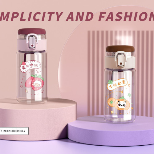 雷歐彈跳玻璃杯文字男女生學校直飲隨手杯辦公家居彈蓋便捷飲水杯 雷歐彈跳玻璃杯文字男女生學校直飲隨手杯辦公家居彈蓋便捷飲水杯